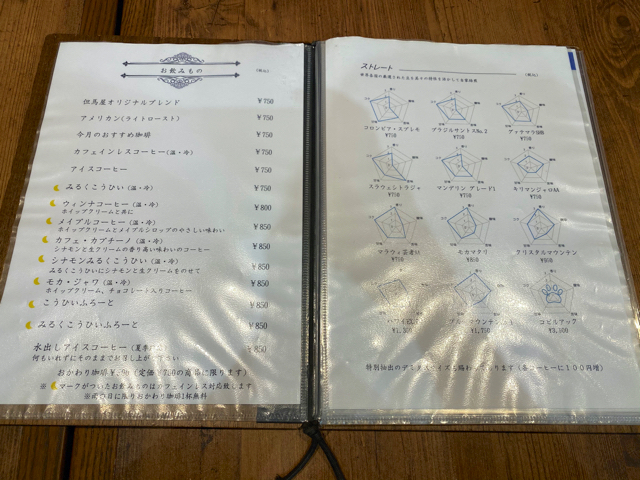 但馬屋珈琲店 コピス吉祥寺店のメニュー