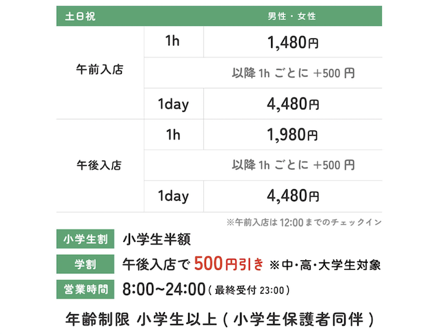 三鷹「FLOBA(フローバ)」料金