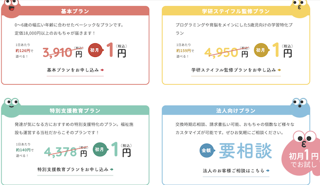 おもちゃのサブスク チャチャチャの料金割引クーポン・お試しキャンペーン